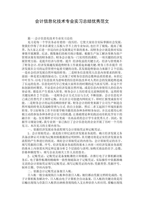 会计信息化技术专业实习总结优秀范文