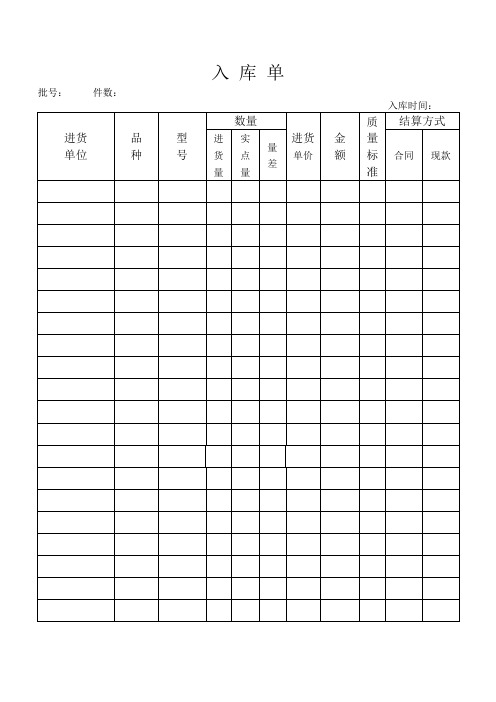 入 库 损益盘点单