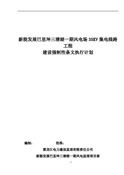 35KV集电线路工程强制性条文执行计划表