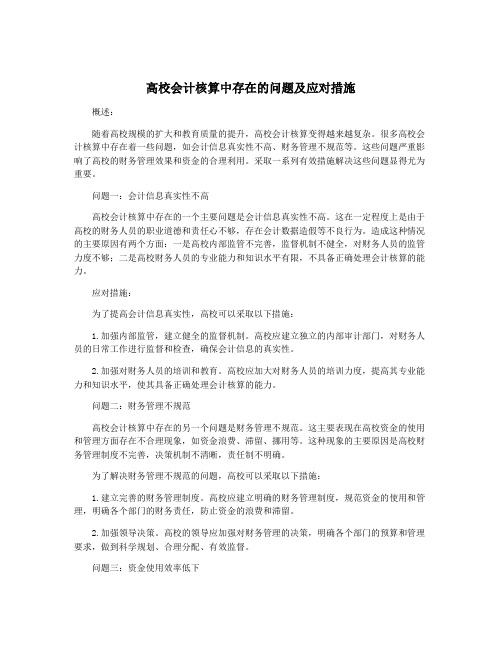 高校会计核算中存在的问题及应对措施