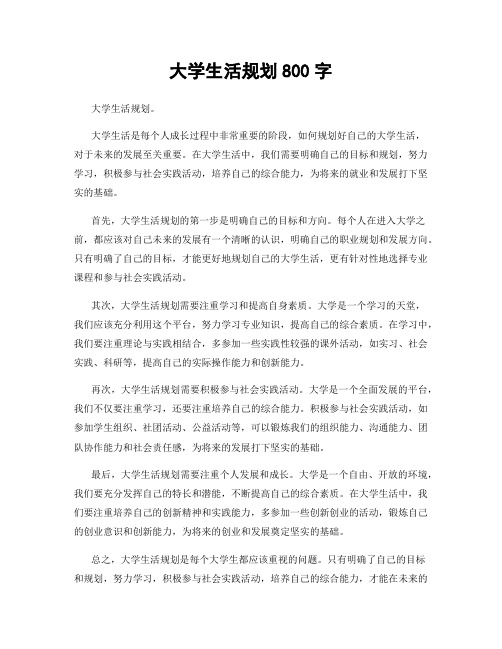 大学生活规划800字