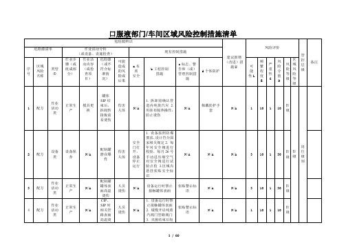 生物制药厂危险源辨识与风险评价清单