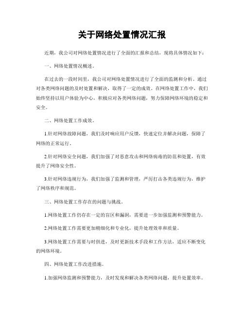 关于网络处置情况汇报