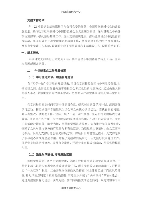 境外项目党支部工作总结和工作计划