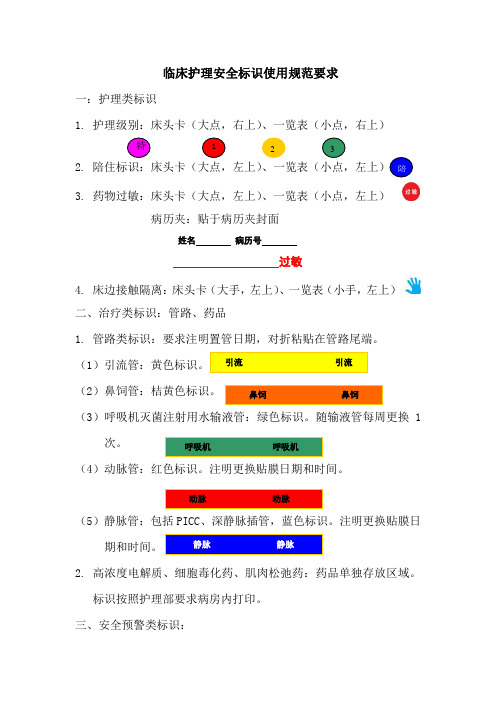 临床护理安全标识使用规范要求