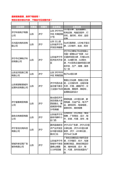 新版山东省济宁LED显示屏工商企业公司商家名录名单联系方式大全76家