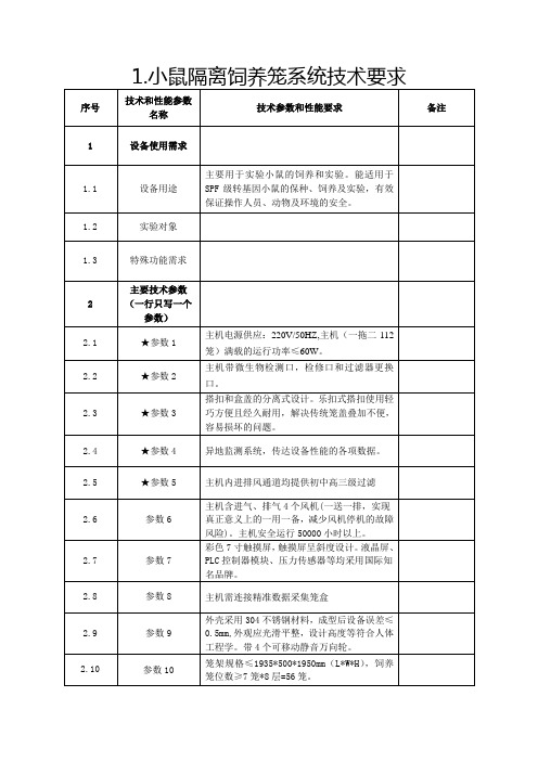 小鼠隔离饲养笼系统技术要求