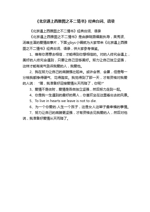 《北京遇上西雅图之不二情书》经典台词、语录