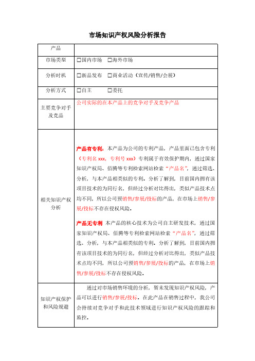 市场知识产权风险分析报告