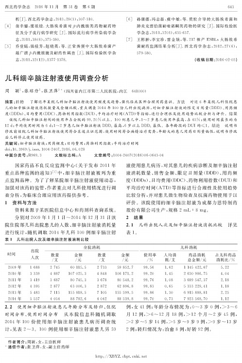 儿科细辛脑注射液使用调查分析