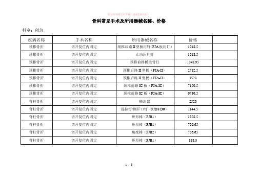 骨科常见手术及所用器械名称