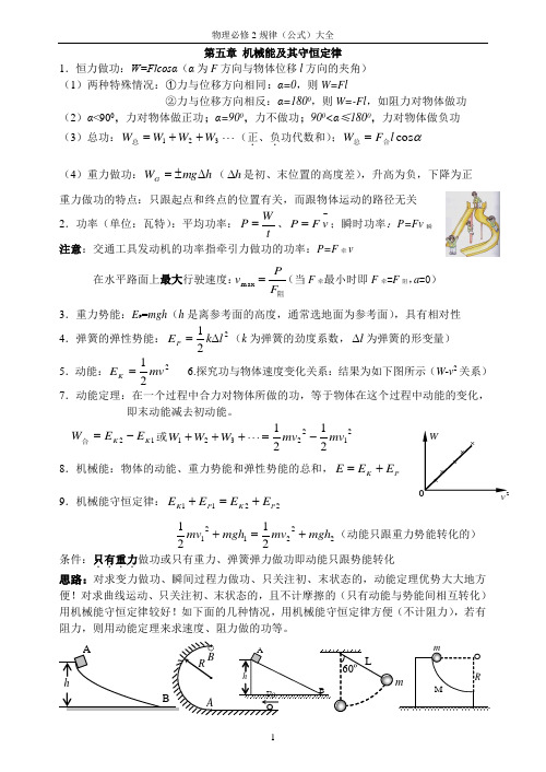 高一物理必修1,2公式大全汇总