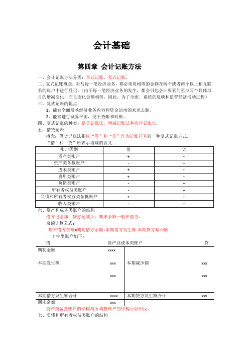 会计基础 第四章,记账方法