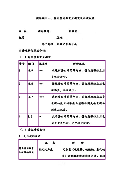 蛋白质的等电点测定与沉淀实验