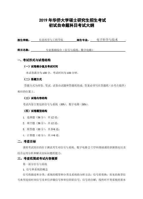 华侨大学硕士研究生招生考试