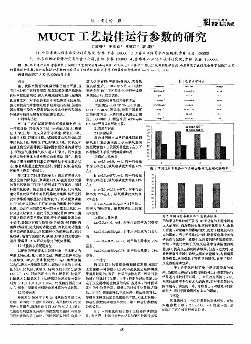 MUCT工艺最佳运行参数的研究