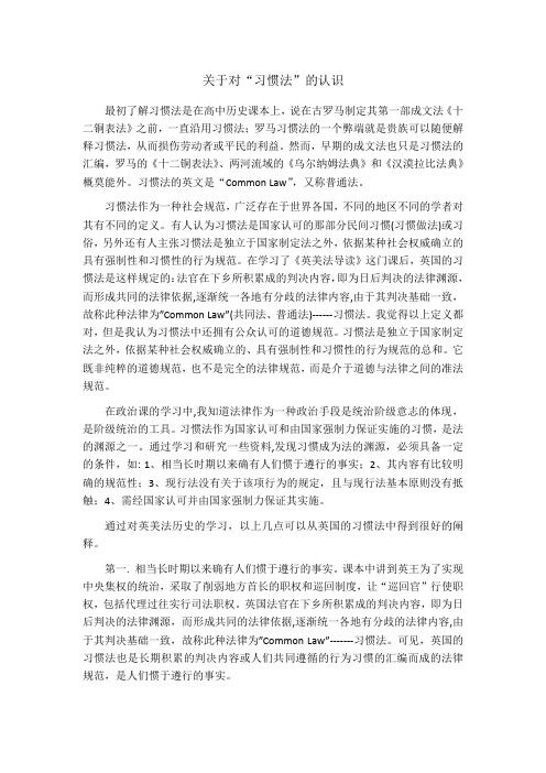 关于对习惯法的认识