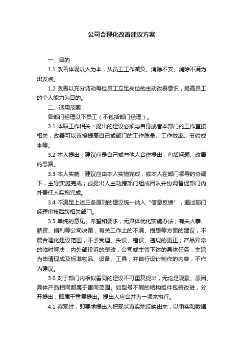 公司合理化改善建议方案