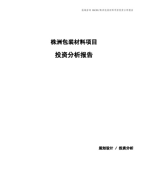 株洲包装材料项目投资分析报告