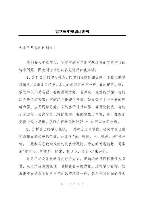 大学三年规划计划书