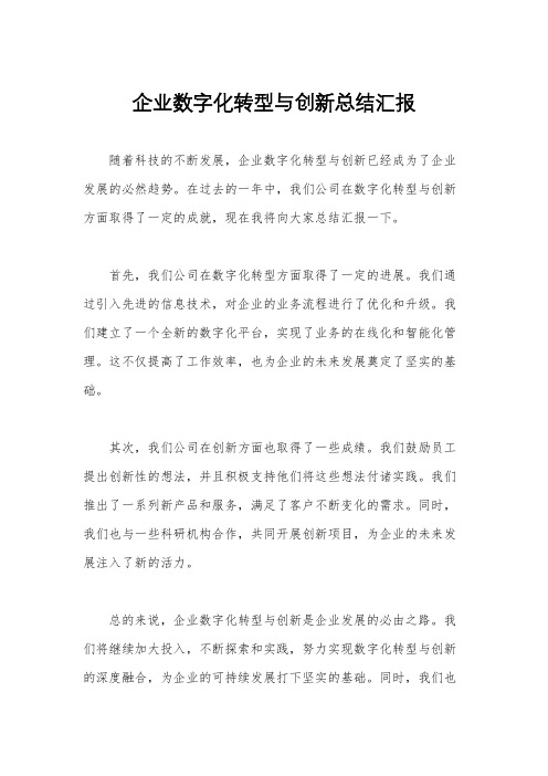 企业数字化转型与创新总结汇报