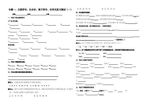 专题一：元素符号、化合价、离子符号、化学式复习 (1)