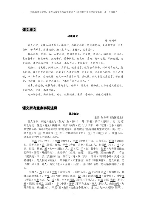 上海市初中重点文言文篇目《一步一个脚印》之《桃花源记》(含答案)