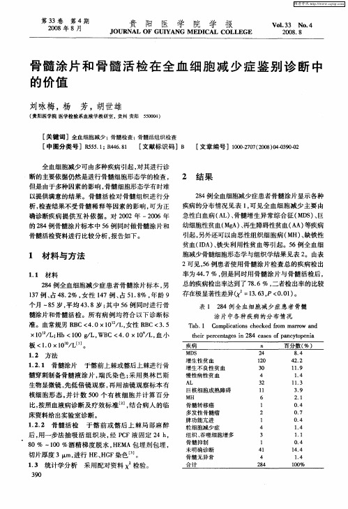 骨髓涂片和骨髓活检在全血细胞减少症鉴别诊断中的价值