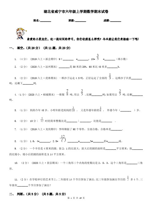 湖北省咸宁市六年级上学期数学期末试卷