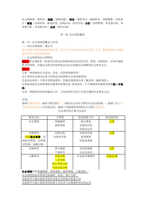 社会调查原理方法知识点总结