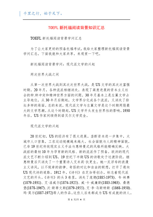 TOEFL新托福阅读背景知识汇总