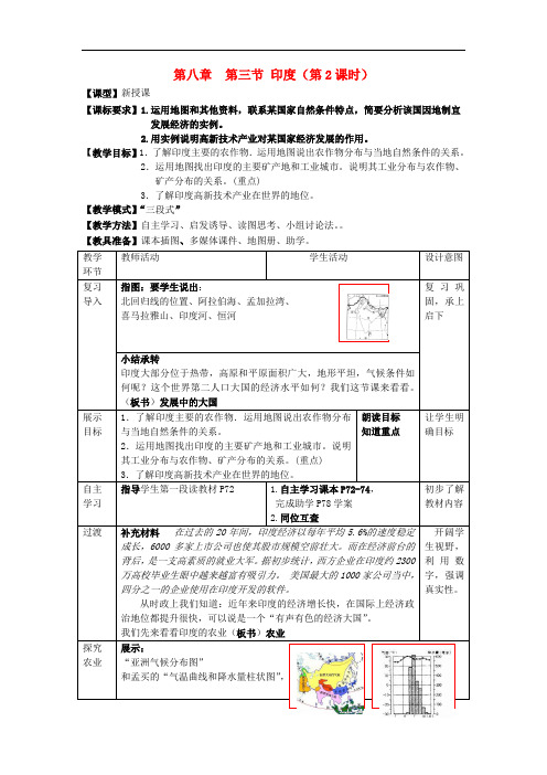 七年级地理下册 8.3 印度(第2课时)教案 (新版)商务星