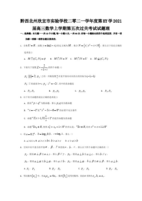 欣宜市实验学校二零二一学年度高三数学上学期第五次过关考试试题 理 试题