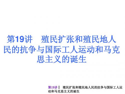 殖民扩张和殖民地人民的抗争与国际工人运动和马克思主义的诞生