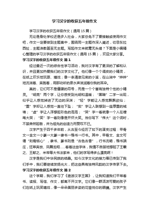 学习汉字的收获五年级作文