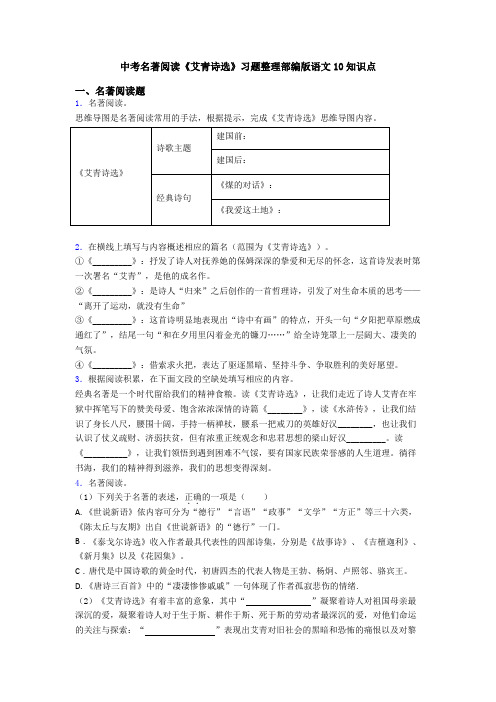 中考名著阅读《艾青诗选》习题整理部编版语文10知识点