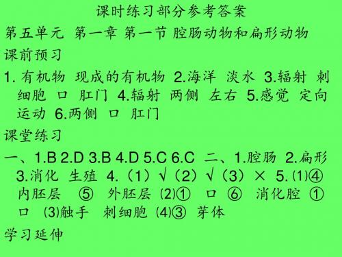 八年级上册生物基础训练参考答案