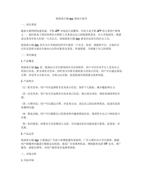 校园表白墙app创业计划书