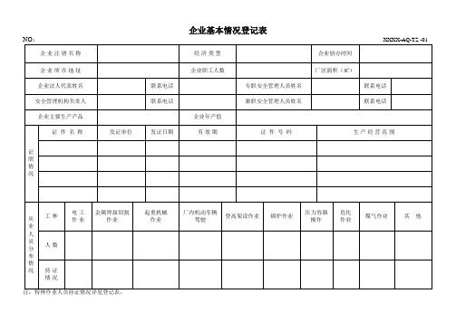 安全生产标准化所有记录表格格式