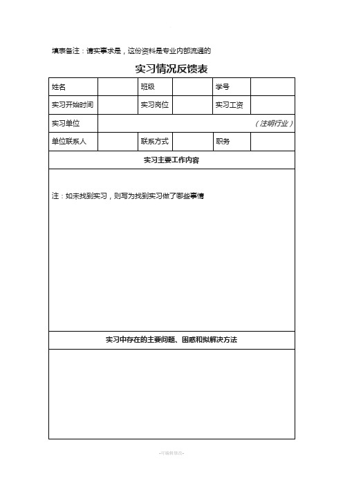 实习情况反馈表