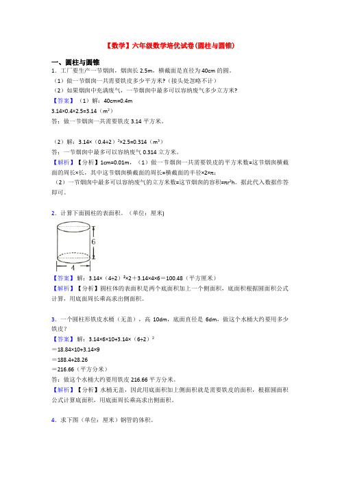 【数学】六年级数学培优试卷(圆柱与圆锥)