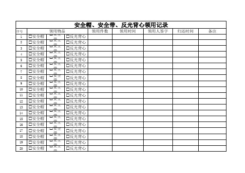 工程安全防护用品领用记录表模板