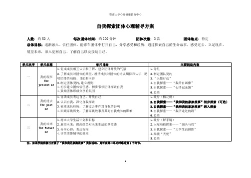 自我探索团体心理辅导方案