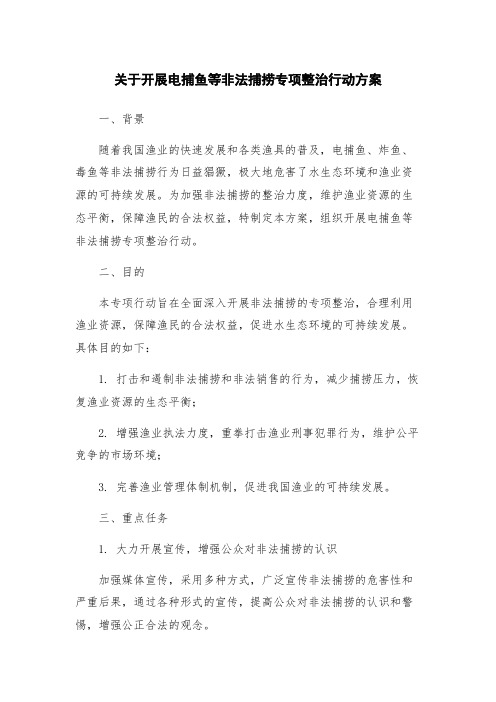 关于开展电捕鱼等非法捕捞专项整治行动方案