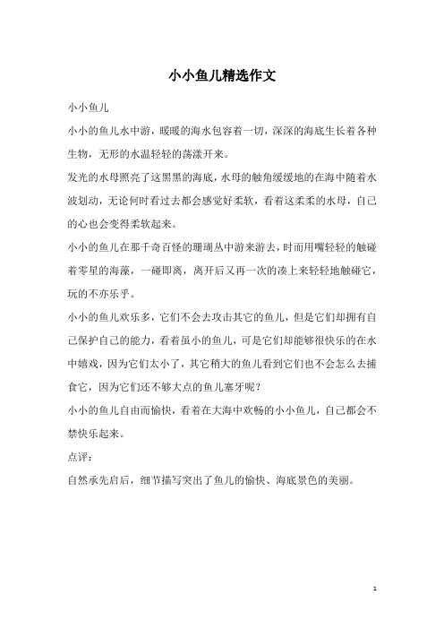 小小鱼儿精选作文