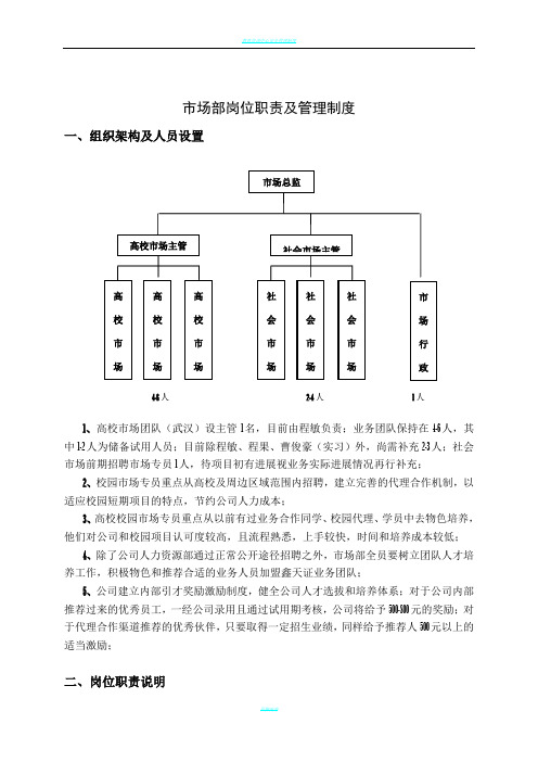 教育培训公司市场部岗位职责及管理制度