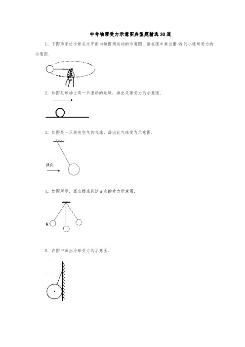 中考物理受力示意图典型题精选30道