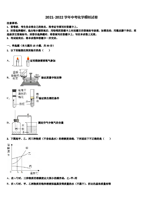 2022届广东省惠州光正实验中考联考化学试卷含解析