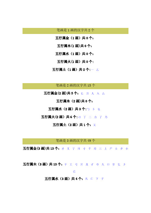 康熙字典-繁体字笔画五行1-30