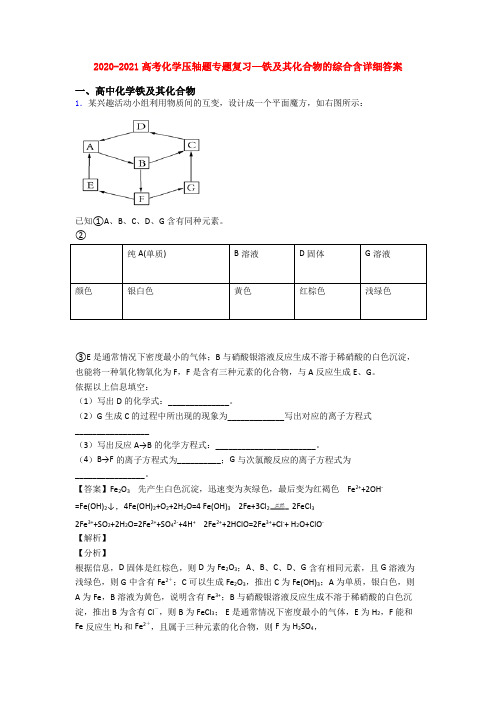 2020-2021高考化学压轴题专题复习—铁及其化合物的综合含详细答案